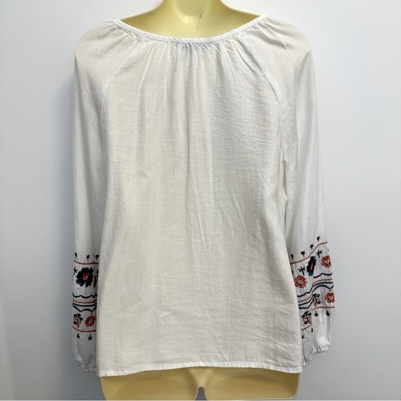 CHARLIE B White Blouse with Navy and Pink Embroidery - Picture 2 of 6